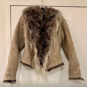 Donna Karan Oatmeal and Brown Teddy Jacket